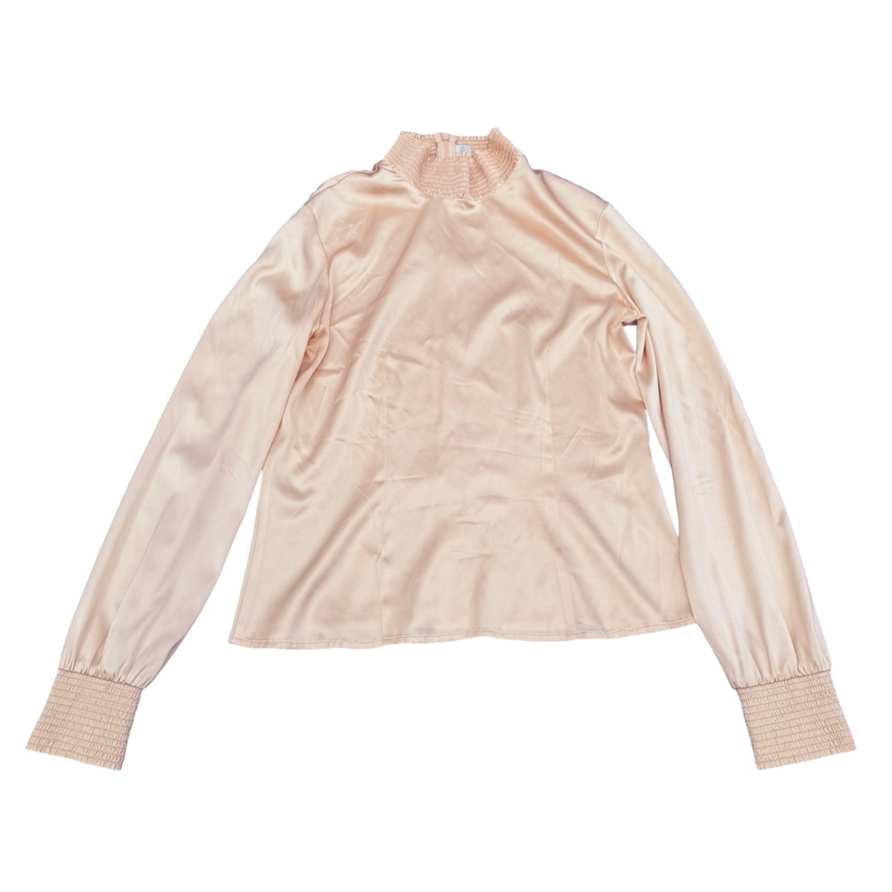 Vintage Satin Silk Mock Neck Blouse